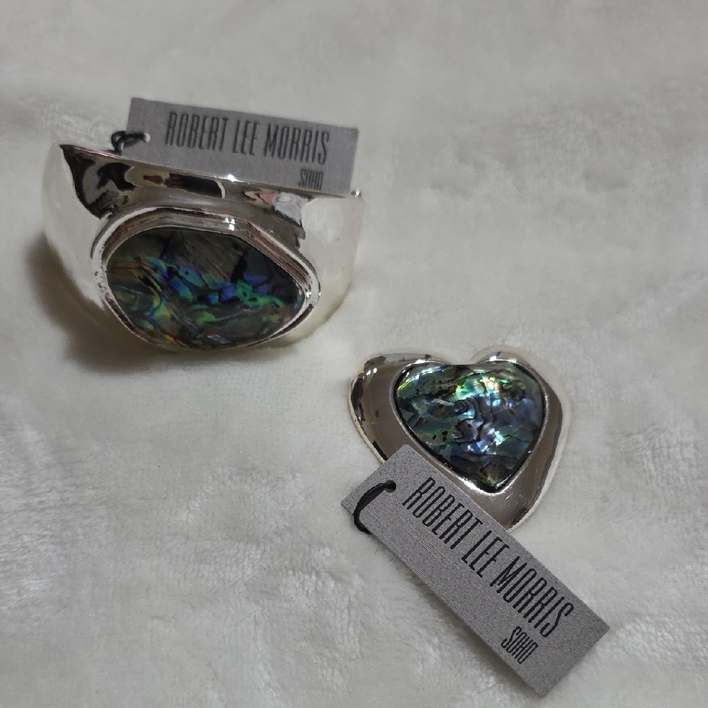 Robert‎ Lee Morris Silver-tone Bracelet and Pendent with FAUX Abalone Accent.